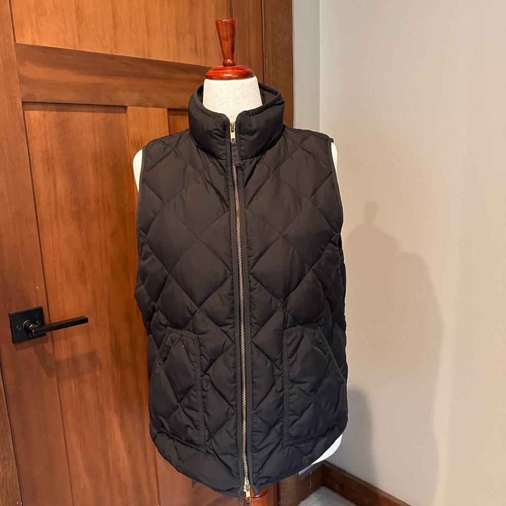 J. Crew Black Quilted Puffer Down Vest